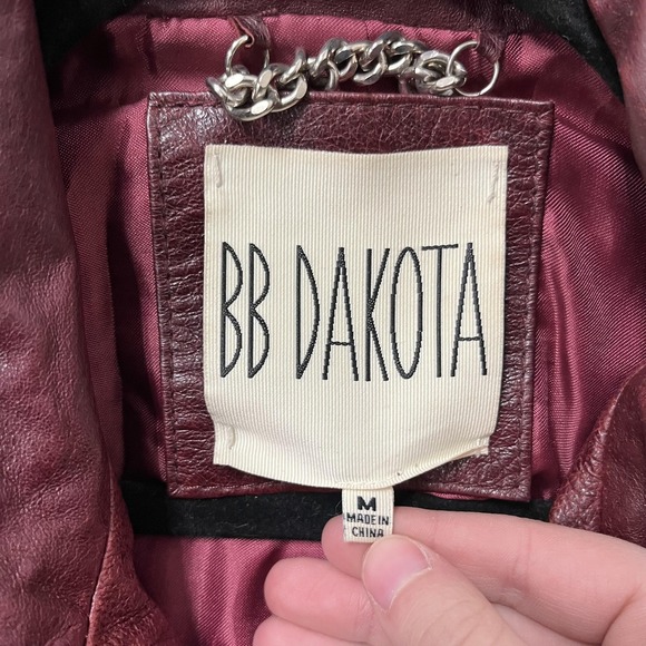 BB Dakota Jacket Womens Medium Red Leather Moto Motorcycle Full Zip Pockets - Picture 4 of 10